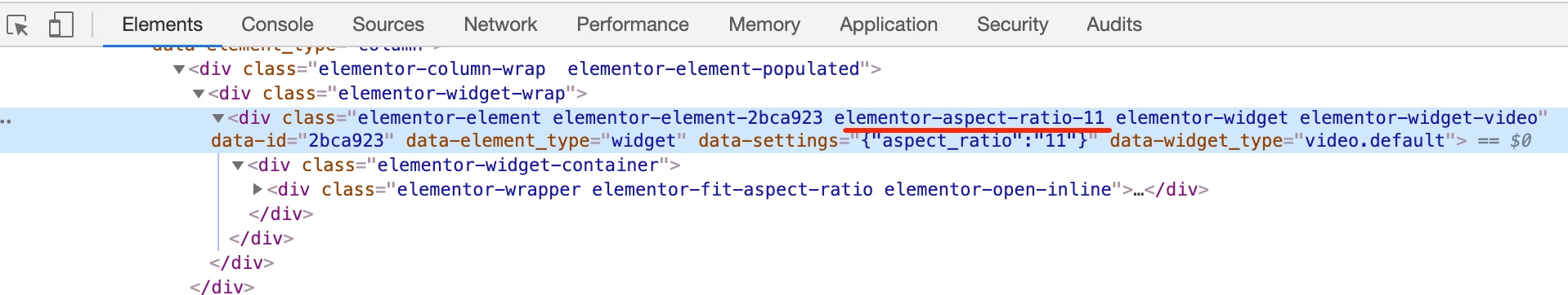 elementor video aspect ratio