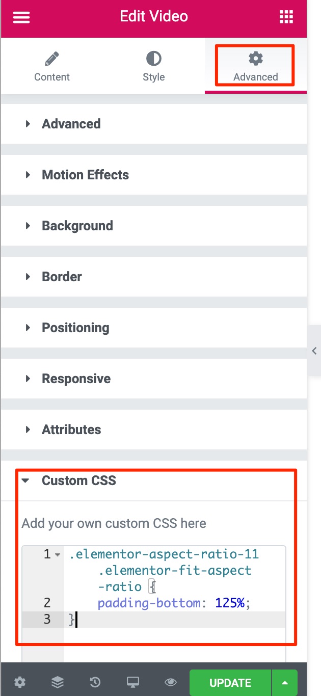 elementor video aspect ratio 5